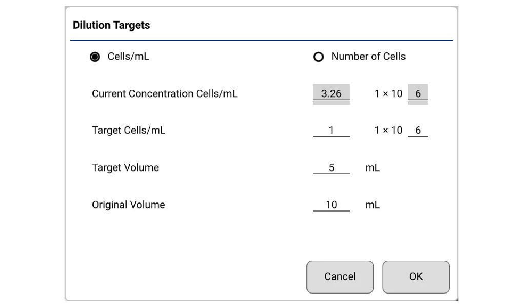 Dilution Calculator inputs