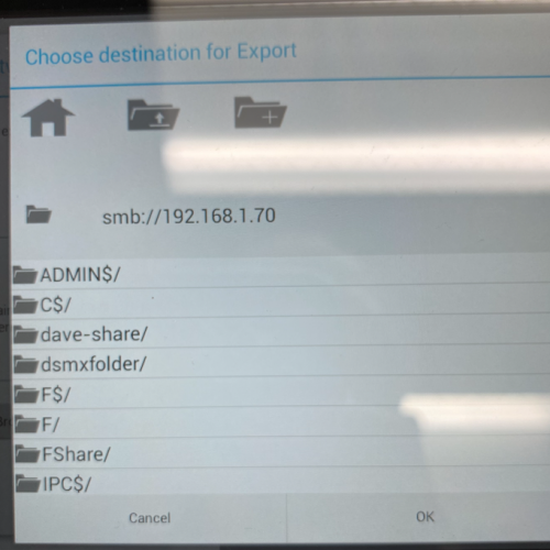 After clicking browse, folders on the PC are shown. Select the desired export location