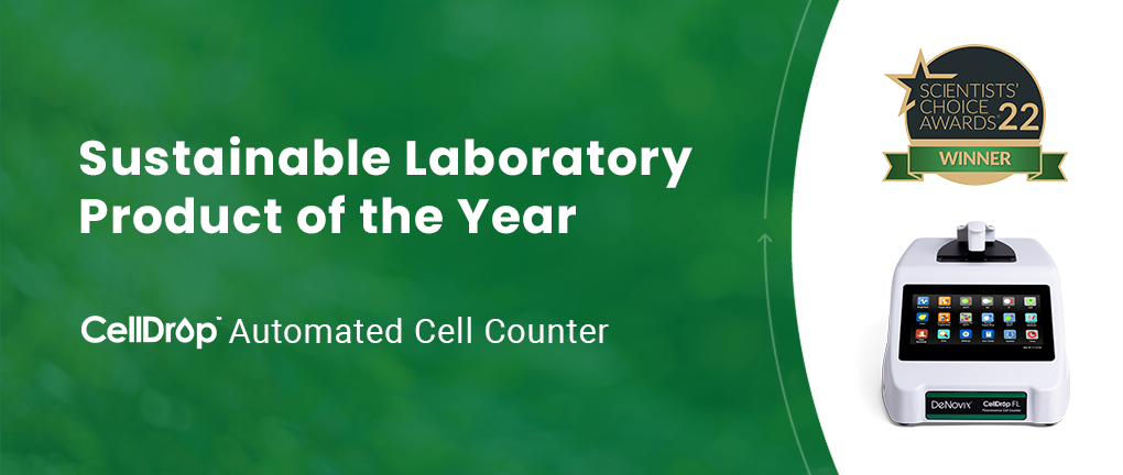Landing page header 3 CellDrop Automated Cell Counter is the Sustainable Laboratory Product of the Year