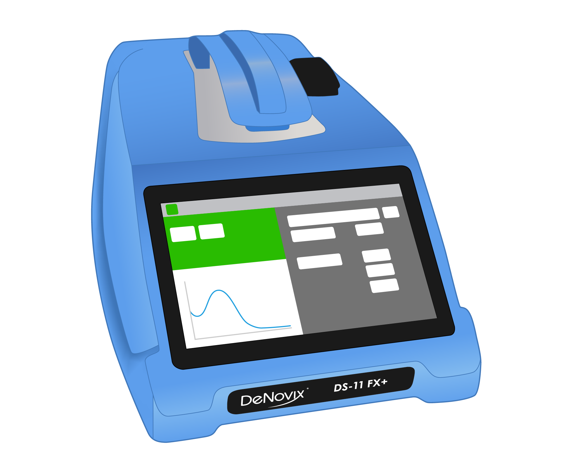 Graphic illustration of a DeNovix DS-11 FX+ Spectrophotometer / Fluorometer