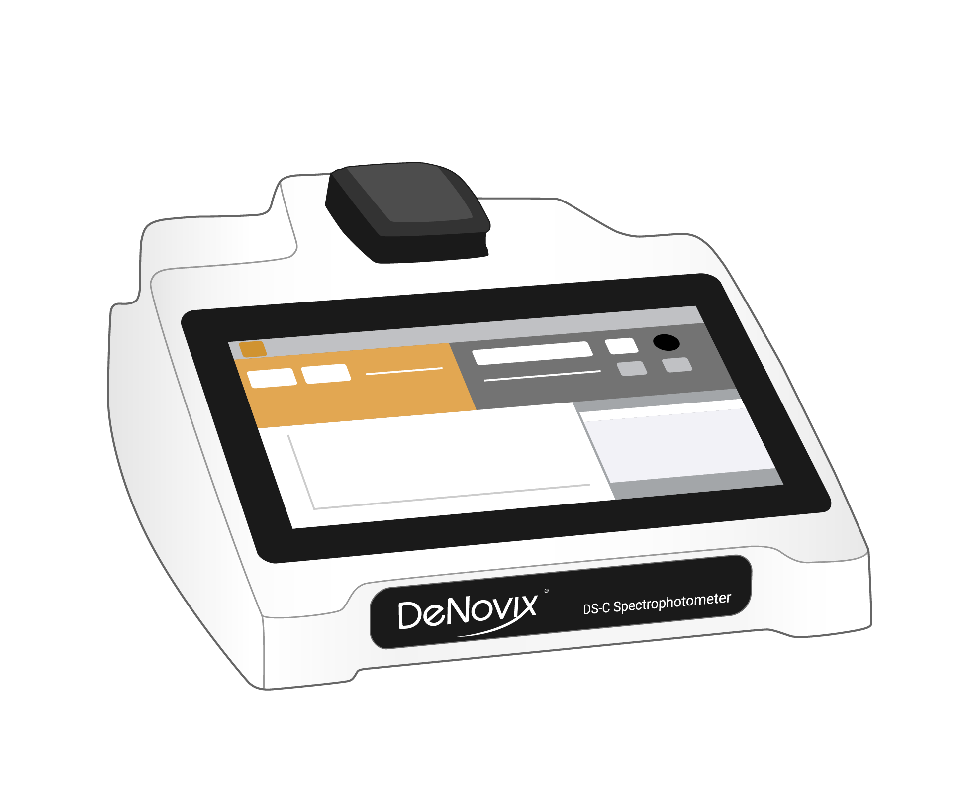 Graphic illustration of a DeNovix DS-C Spectrophotometer