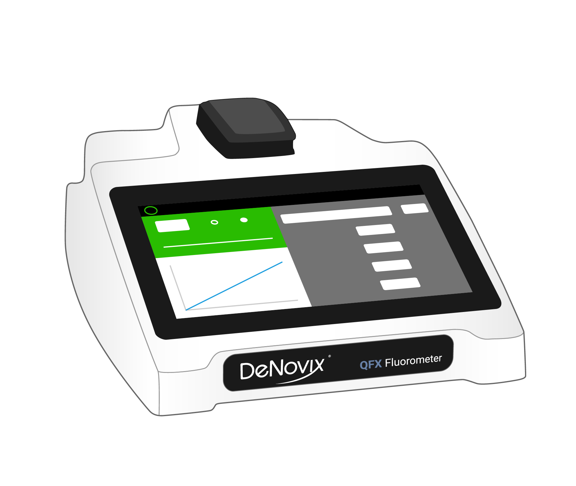 Graphic illustration of a DeNovix QFX fluorometer