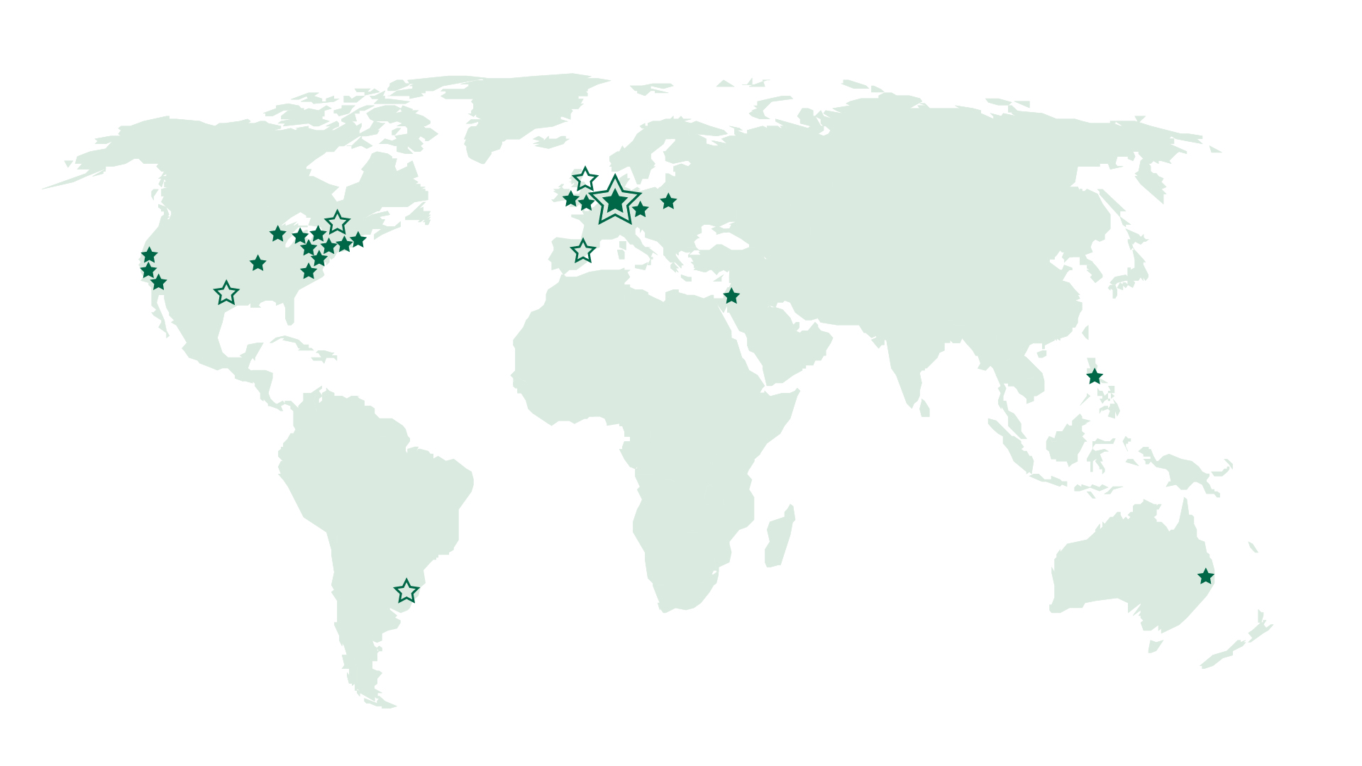 Map with stars v2 World map with stars depicting where winners of the Green CellDrop giveaway competition are located.