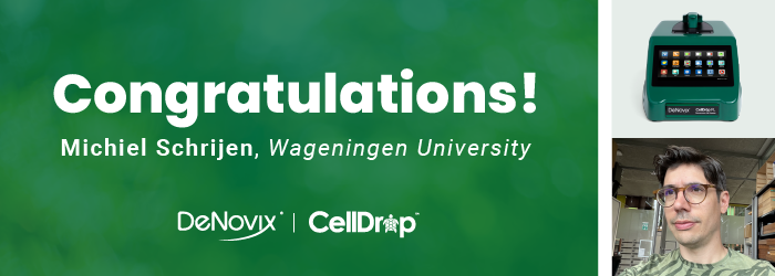 Congratulations to Michiel Schrijen from Wageningen University, winner of the Green CellDrop Automated Cell Counter!