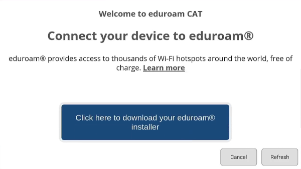 eduroam page download installer