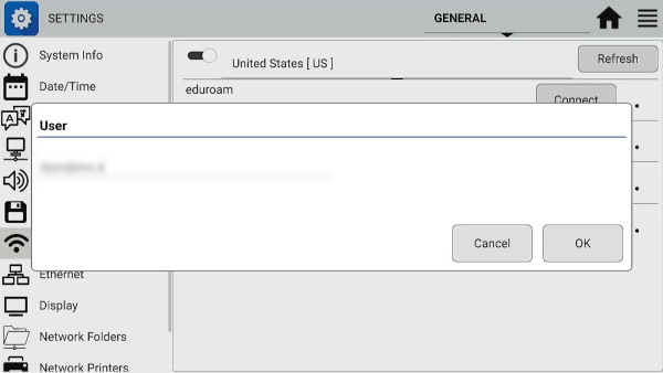 Enter eduroam username