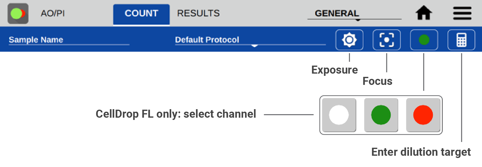 CellDrop controls CellDrop controls